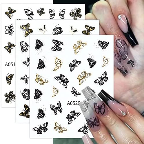 30pcs hológrafos a laser bronzing 3d unhas de borboleta astickers sliders de flores adesivas Decalques de unhas Diy