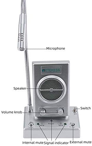 Caso de 3 interfone da janela Tw102 retomada com microfone de 8m, peso leve, controle de volume, suporte ao microfone externo,