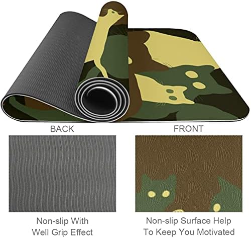 Ndkmehfoj fofo gato gatinho exército verde camuflagem dobrável ginástica de ginástica tapete yoga mat bad não deslizamento Perca peso