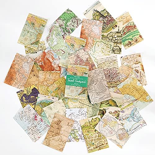 DORAKING 60PCS Mini Retro Art Arte Mapa do mundo Estilo Scrapbook Decoração papel de fundo para decoração do diário de scrapbooking,