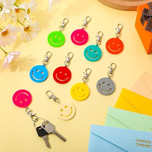 30 PCs Smile Chain Chain acrílico Smile Expressão Chaves para mulheres Multicolor Face Happy Face Chaves de Chaves de Mulheres e