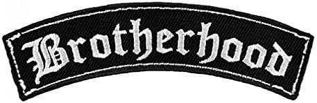 Irmandade Patriótica Suprema de Couro bordada Rocker Biker Patch-White-Large
