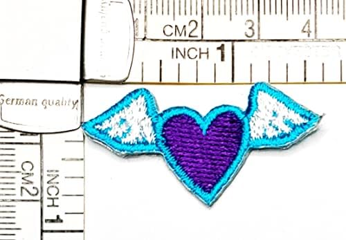 Kleenplus 3pcs. Mini Wings Heart Iron on Patches Angel Wings Cute Purple Heart Cartoon Kids Fashion Style Motivo Bordado Motif