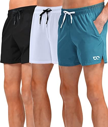 Shorts masculinos atléticos masculinos, shorts de treino masculino para homens com bolsos de zíper