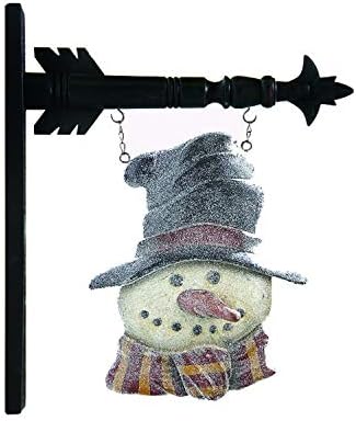 K&K Interiors B7750 Resina Glitter Snowman em Top Hat Flecha Substituição, Branco/Black