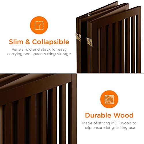 Produtos de melhor escolha 31.5in 4 painéis de 4 painéis portão de estimação de madeira com porta por porta, caneta ajustável,