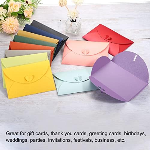 Envelopes de cartão -presente Patikil, 50 Pack em forma de coração Clasp Photo Gift Card Titulares Mini Envelope para casamentos