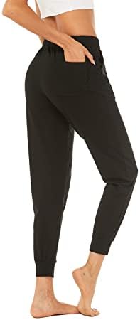 Avacostume feminino de algodão leve de algodão Yoga Joggers Lounge calças casuais com bolsos