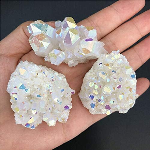 Seewoode ag216 1pcs arco -íris aura de titânio de cristal branco lemuriano quartzo cristal pontos presentes de pedras naturais e minerais