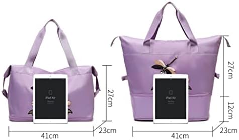 N/A Retro bordado de ginástica bordada feminino de grande capacidade Tote Sports Bag de ioga Bolsa (cor: cinza, tamanho