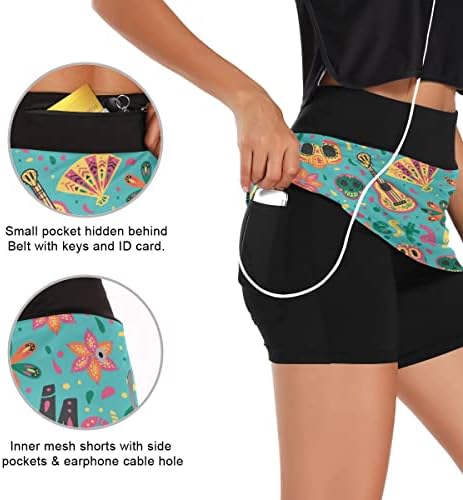 Saia de tênis feliz de Halloween com bolsos atléticos skorts para mulheres treinos casuais interno shorts s - xxl