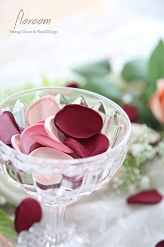 FLOROOM 300pcs Seda Rose Petals Borgonha Pétalas de Flores Maroon para Casamento Flores de Flora Casquete de Cascas de Jantar