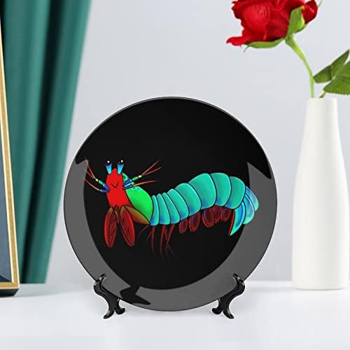 Mantis colorido camarão decorativo prato redondo placa de cerâmica Placa China com exibição Stand for Party Wedding Decor