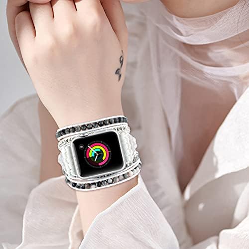 Banda BOHO Compatível com Apple Watch Bracelet Women 38mm 40mm 41mm, Banded Stone Stone Pulseira Artável para Iwatch Series 7 6 5 4