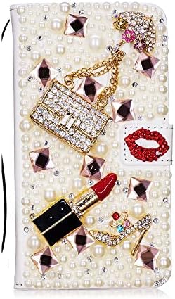 Fairy Art Crystal Cartle Case Samsung Galaxy Note 20 Ultra 5G - Lipstick Sexy Lipstick Alto - Branco - 3D Tampa de couro