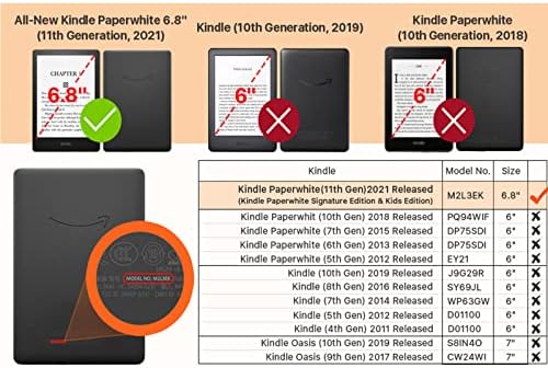 Caixa onipotente de silicone de 6,8 polegadas para o Kindle Paperwhite se encaixa na 11ª geração 2021 apenas com despertar/sono