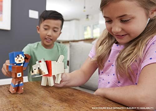 Mattel Minecraft Fusion Wolf Figura Craft-a-Figure Set, construa seu próprio personagem Minecraft para brincar, comércio e coletar,