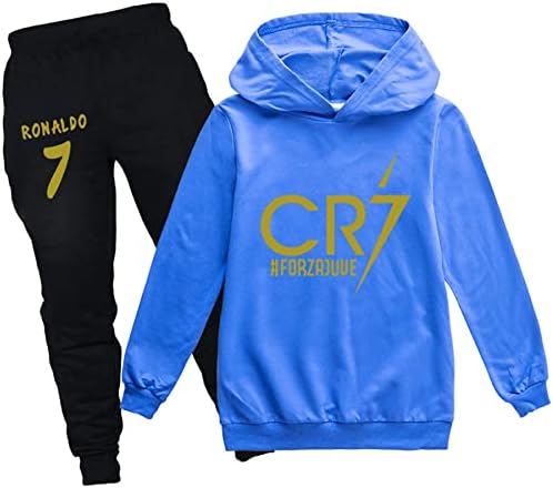 Leeorz Kids Pullover Capuz de manga longa Cristiano Ronaldo Tilesuits Casual Sweetshirts and Sweetpante