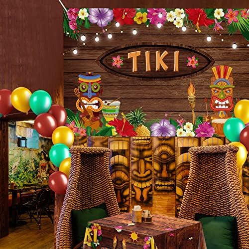 63 PCs Tiki Party Supplies Sets Tiki Luau Party Decoration Aloha Tropical Hawaii Party Decor Set Inclui Tiki Tableth Tiki Bar