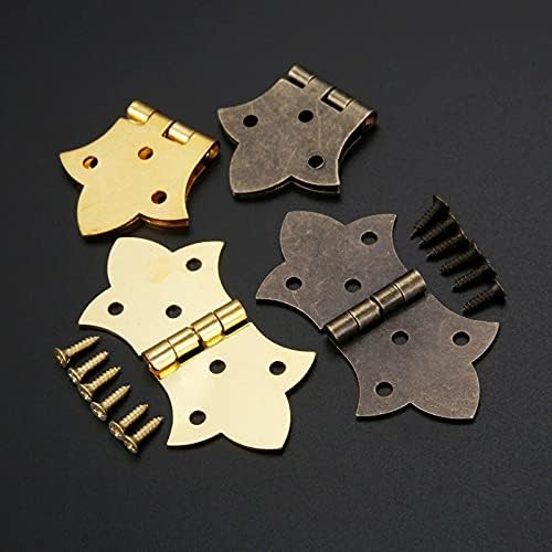 Wybfztt-188 2pcs Antigo Bronze Flor Gold dobra Hardware de mobília diy 6 buracos de dobradiça de dobradiça de pente de ferro