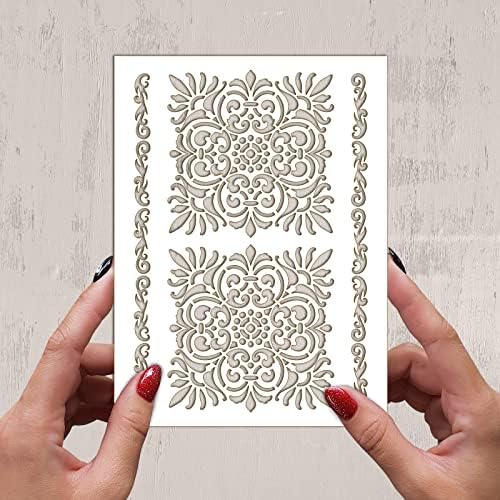 Estêncil Elemento decorativo barroco Mandala Flonz Modelo de estêncil decorativo para recortes de pintura de parede