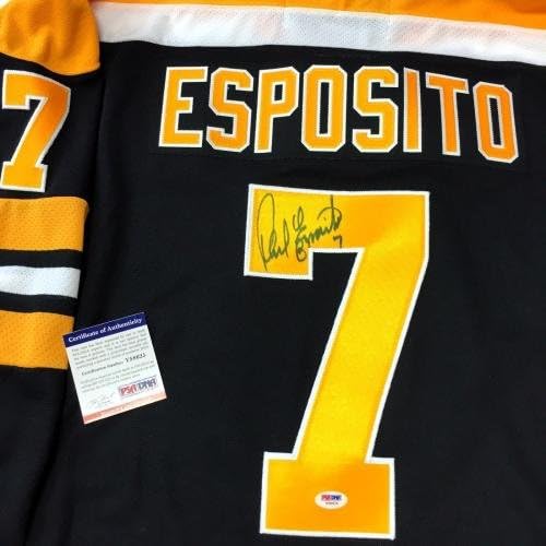 Phil Esposito assinou Boston Bruins CCM Vintage Jersey PSA/DNA COA Y58625 - Jerseys autografadas da NHL