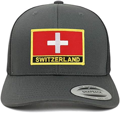 Trendy Apparel Shop Flexfit XXL Switzerland Flag Retro caminhoneiro Cap