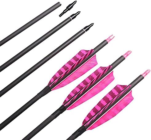 Huntingdoor de 31 polegadas setas de carbono com fletching de 4 polegadas Fletching Pontos de caça a setas direcionadas a setas