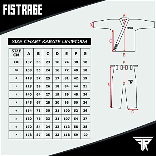 Fistrage Karate Gi 8 oz uniforme leve com tecido de mistura de algodão poli de cinto para artes marciais