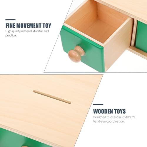 Patkaw Montessori Toys Montessori Toys de 2 anos Brinquedos de objeto Box Montessori Caixa de moedas Toys com gaveta para