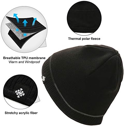 Gorro de inverno doannotium para homem e feminino Capinho de caveira Capéu quente ladeado Toboggan Knit Outdoor Sport