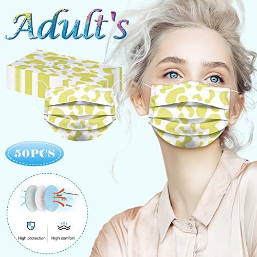 10/50pc adultos descartáveis ​​face_mask leopard vaca estampa face bandanas 3ply protetor para homens mulheres face_cover