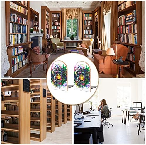 Livro colorido de macaco e maconha termina 2 PCs Livros de madeira não deslizantes para decoração de escritório em casa