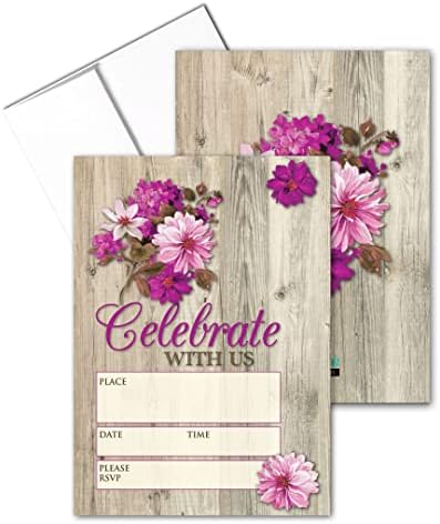 Stonehouse Collection | Você é convidado convites formais de festas florais com envelopes | 25 convites e envelopes | Casamento,