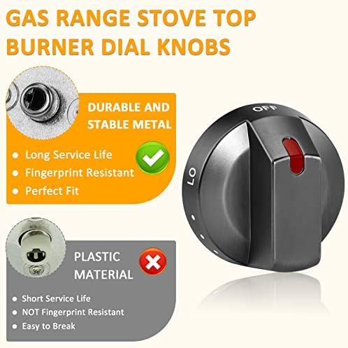 Botões de fogão miflus substituem DG64-00473B, tampas de botão de fogão a gás, botão de discagem de controle de queimado superior