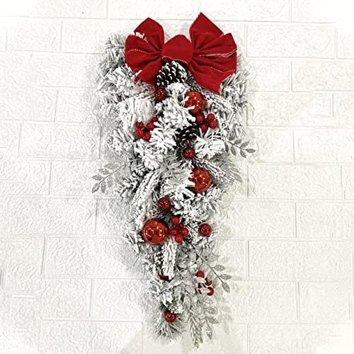 Febod Large Christmas Holiday Flocked Wreaths and Rattan Set para decorações de Natal fora, reunidas e brancas para decoração