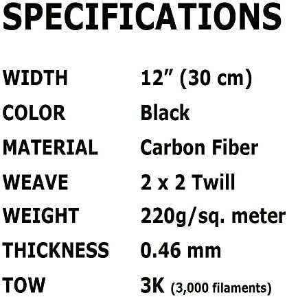 5 ft x 12 -Fabric fibra de carbono-2x2 Tarefa-3k/220g
