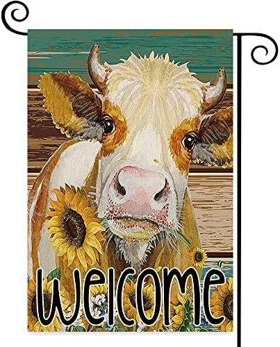 Bezks Hello Spring Highland Cow Spring e Summer Garden Bandeiras de 12x18 polegadas de dupla face fora, melhor escolha