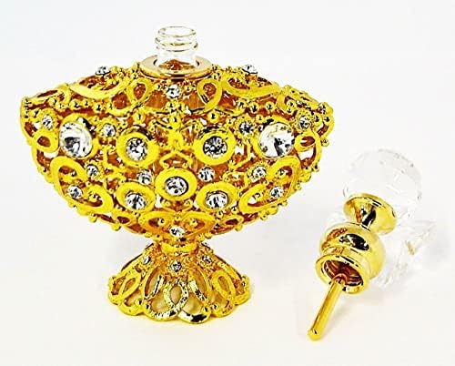 Ciel Collectables Vine Vine Perfume Bottle com haste. Feito à mão. 24K Gold Bated. Decorado com cristais Swarovski. Presente memorável.