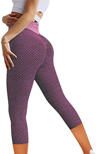Yuzhih Butt Leggings para mulheres com cintura alta calça de ioga Treino Tummy Control Sport Tights Booty Lifting Textury