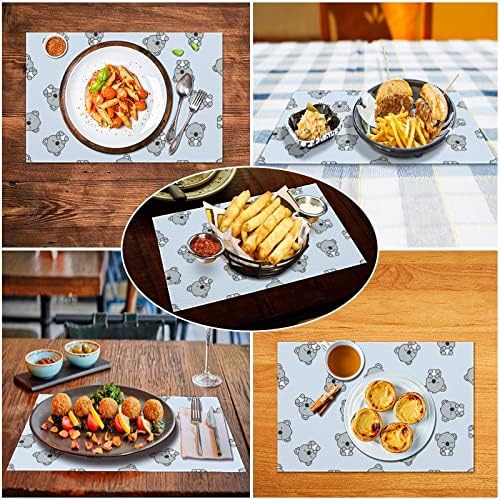 Bebê fofo coala lavável PVC Placemats não deslizam tapetes de mesa duráveis ​​para a mesa da cozinha 4 PCs