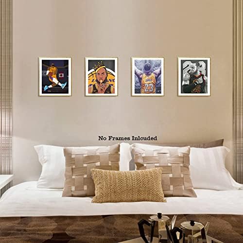 Rei LeBron James Wall Art Prints, Lakers Basketball Sports Superstar Tema Posters de lona, ​​Pôsteres inspiradores de