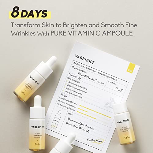 VariHope 8 dias de vitamina C Pura Face Ampoule Expert | Cuidado com a pele coreana com vitamina C para homens e mulheres | Soro