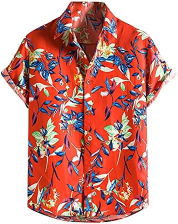 Camisetas havaianas para masculino manga curta botão impressa a aloha camisa de verão algodão casual fit