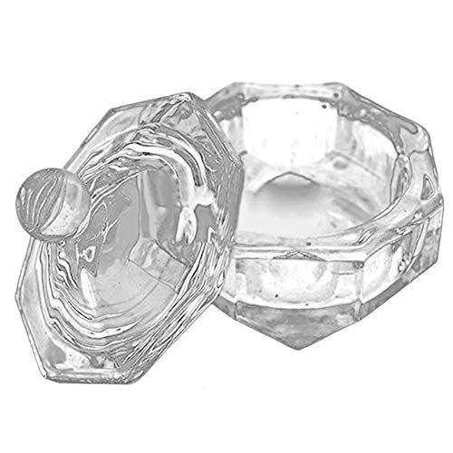 2 PCs Clear Unhel Art Crystal Copo de vidro de acrílico líquido em pó dappen prato tigela de copo com tampa para
