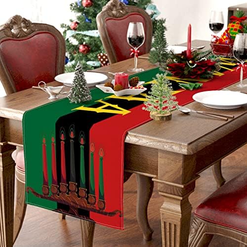 Siilues Kwanzaa Table Runner, Kwanzaa Decorações Kwanzaa Runner para mesa de férias de inverno sazonal para decorações de mesa de