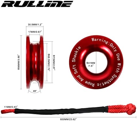 Rulline UTV ATV SUV Recuperação de caminhões Acessórios essenciais - Corda de guincho sintético e conjunto de alterações macias