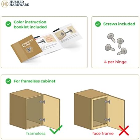 Hardware silencioso de 20 pacote de pacote sem moldura Velocidade de fechamento Ajuste Ajuste dobradiças de gabinete de fechamento.
