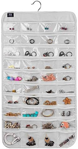 Organizador de jóias pendurado na BB Brotrade, 56 bolsos de 56 bolsos e 9 ganchos de acessórios para retenção de jóias