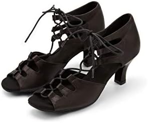 Jznxdanza Ballroom Dance Sapatos de dança Performance feminina Salsa latina Sapatos de dança de salto médio com saltos